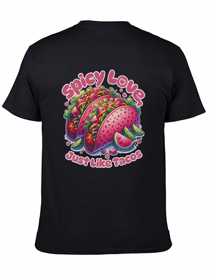Camiseta Negra Estampada Spicy Love Tacos
