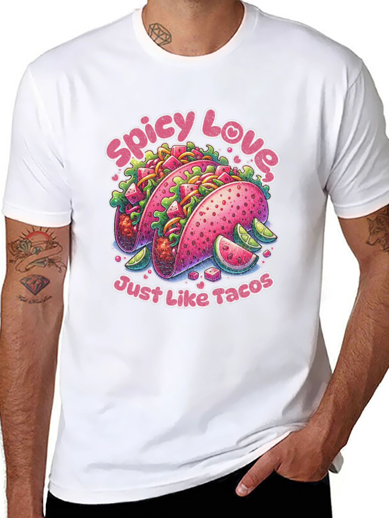 Camiseta Negra Estampada Spicy Love Tacos