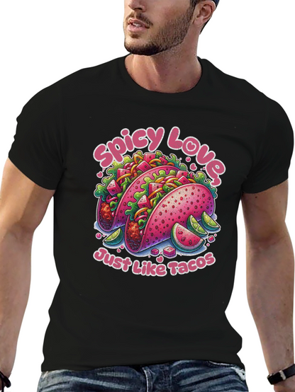 Camiseta Negra Estampada Spicy Love Tacos