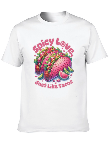 Camiseta Negra Estampada Spicy Love Tacos