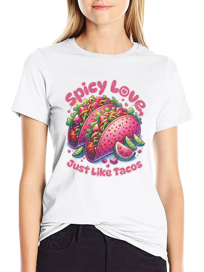 Camiseta Negra Estampada Spicy Love Tacos