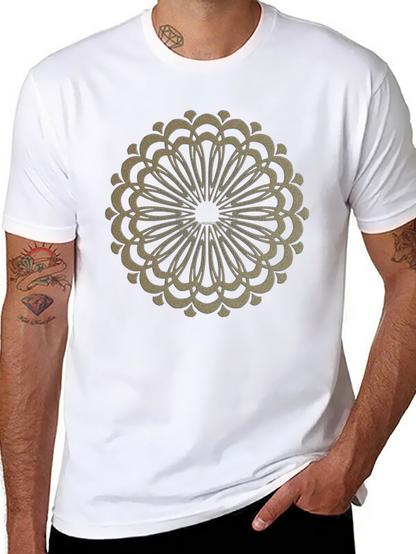 Camiseta Negra con Diseño Mandala Dorado