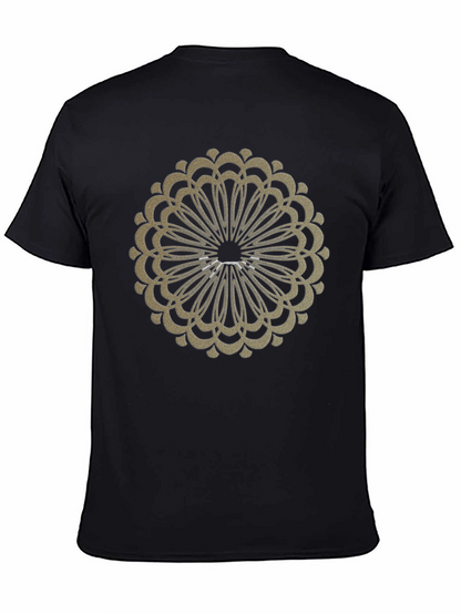 Camiseta Negra con Diseño Mandala Dorado