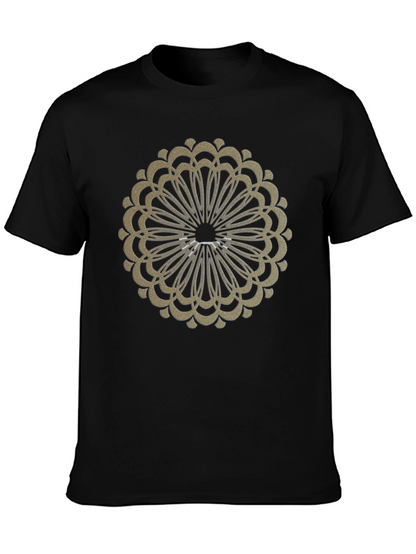 Camiseta Negra con Diseño Mandala Dorado