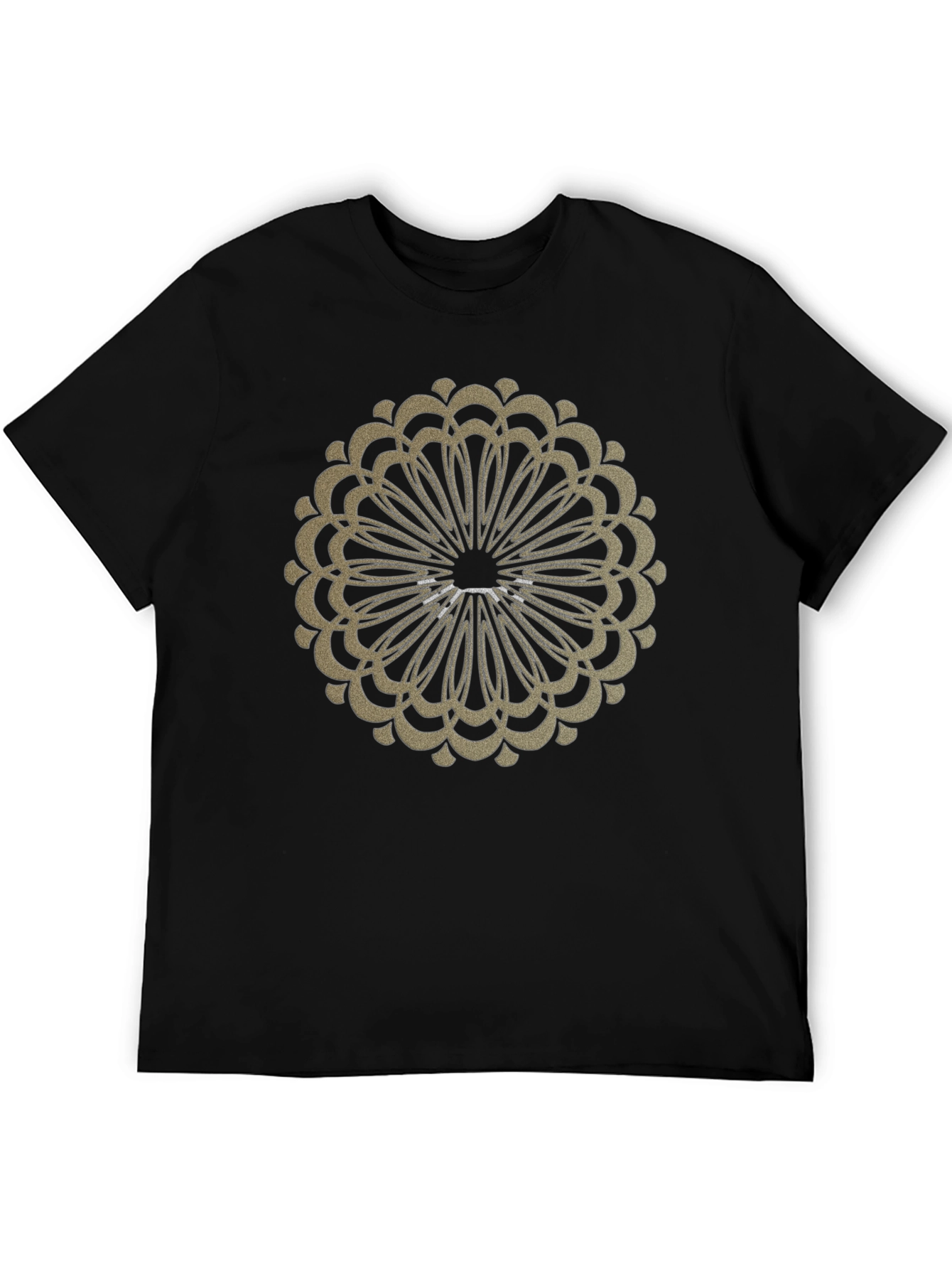 Camiseta Negra con Diseño Mandala Dorado