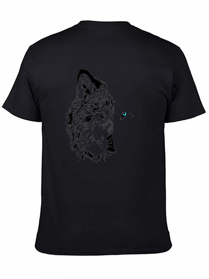 Camiseta Negra con Diseño Lobo Ojo Azul