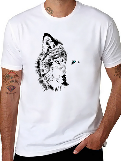 Camiseta Negra con Diseño Lobo Ojo Azul