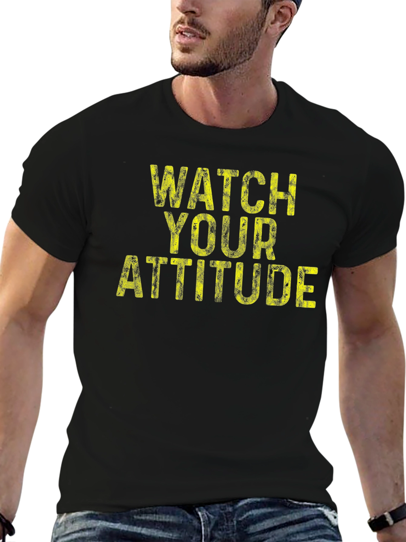 Camiseta Negra con Mensaje Watch Your Attitude
