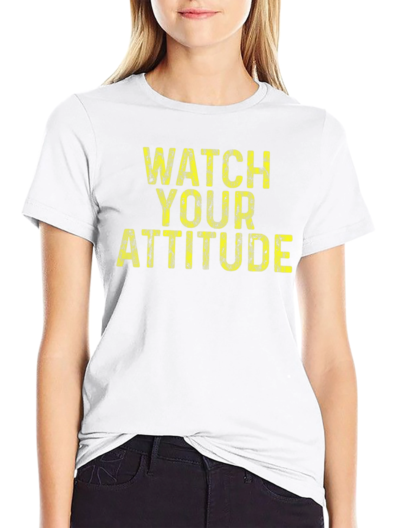 Camiseta Negra con Mensaje Watch Your Attitude