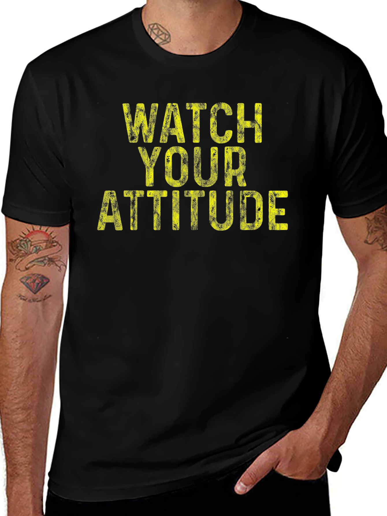 Camiseta Negra con Mensaje Watch Your Attitude