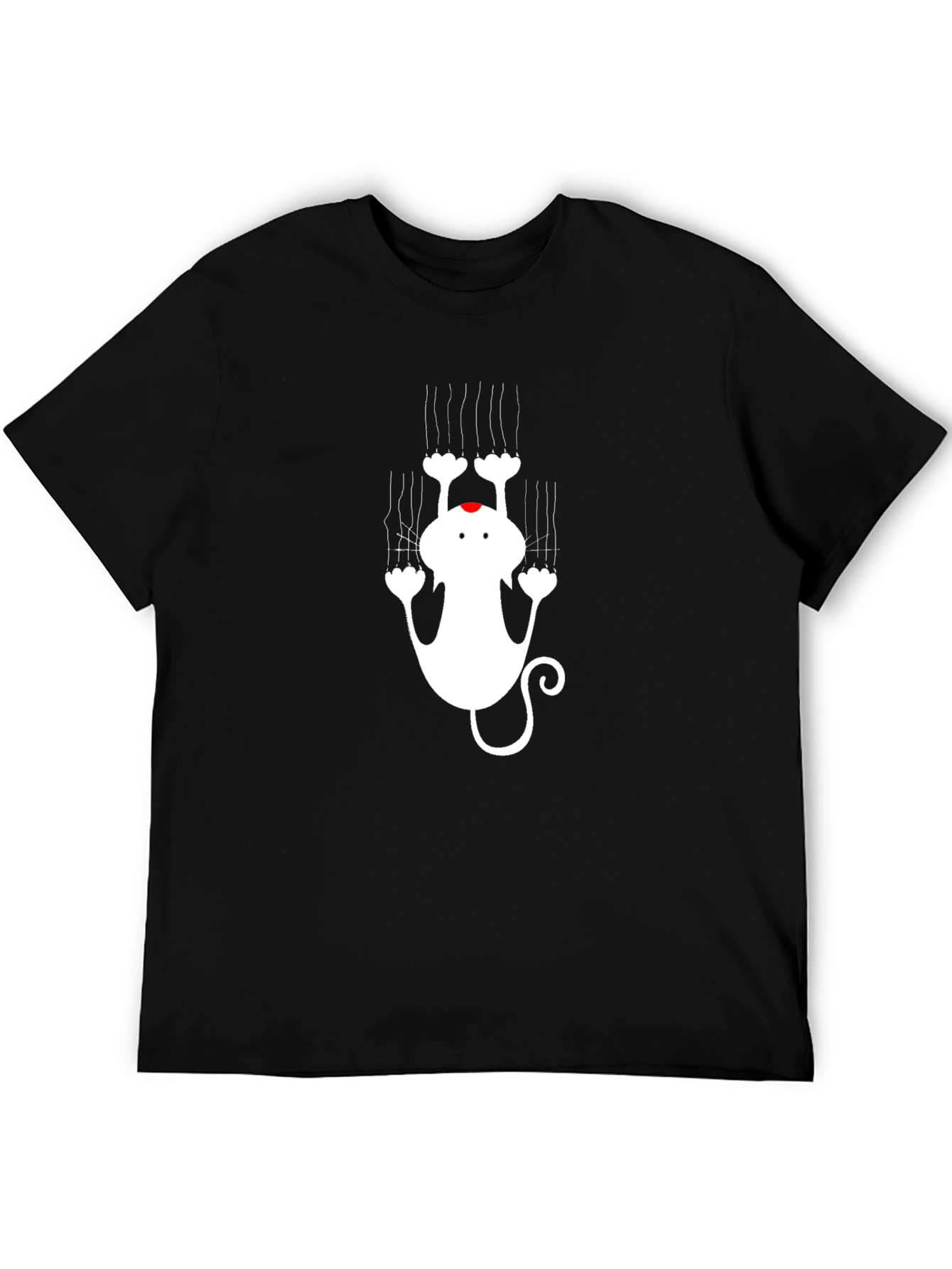 Camiseta Negra con Diseño de Gato Travieso