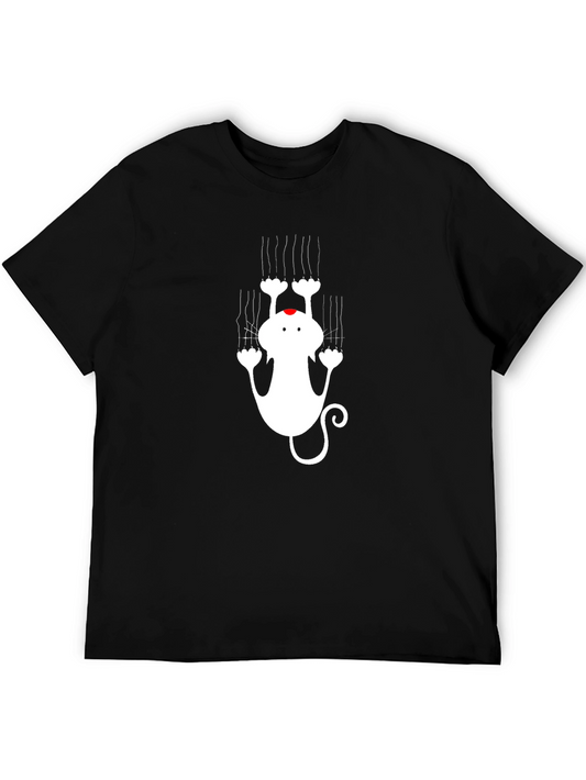 Camiseta Negra con Diseño de Gato Travieso