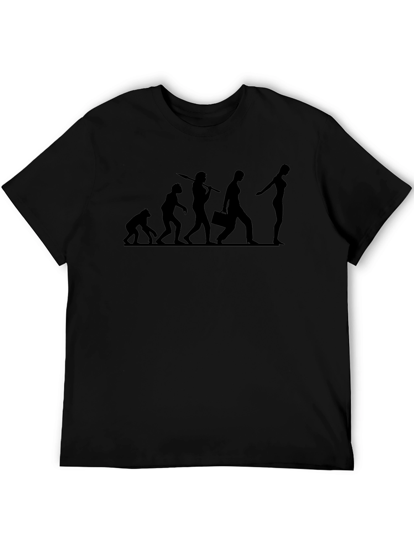 Camiseta Negra Evolución Humorística para Hombre