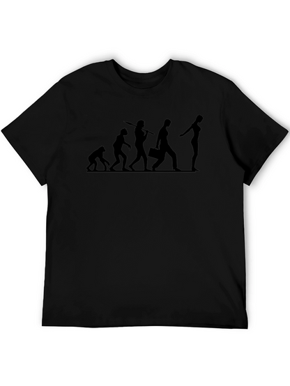 Camiseta Negra Evolución Humorística para Hombre