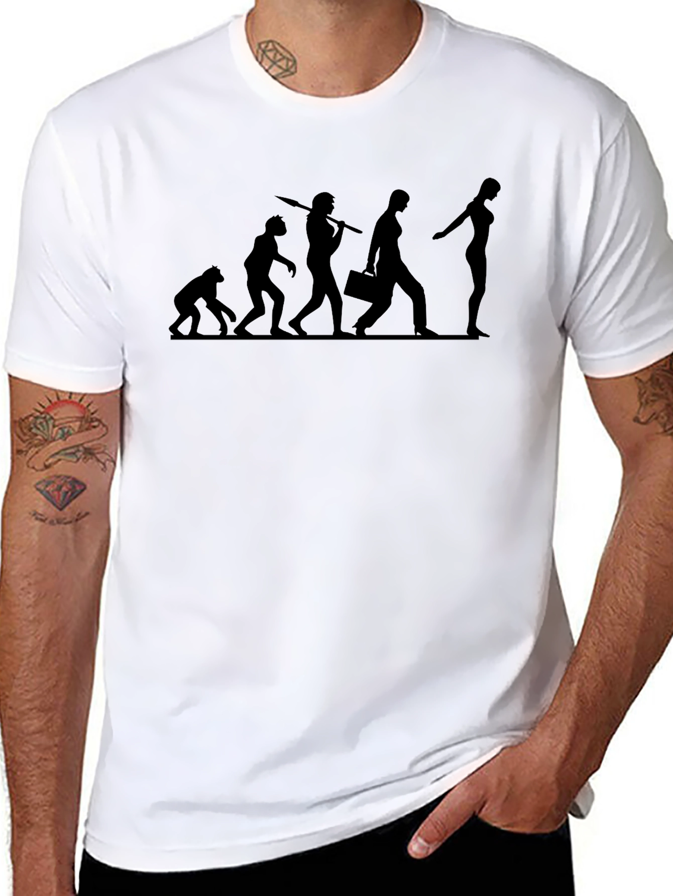 Camiseta Negra Evolución Humorística para Hombre