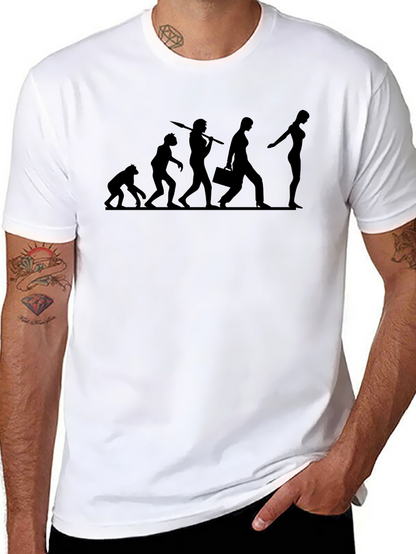 Camiseta Negra Evolución Humorística para Hombre