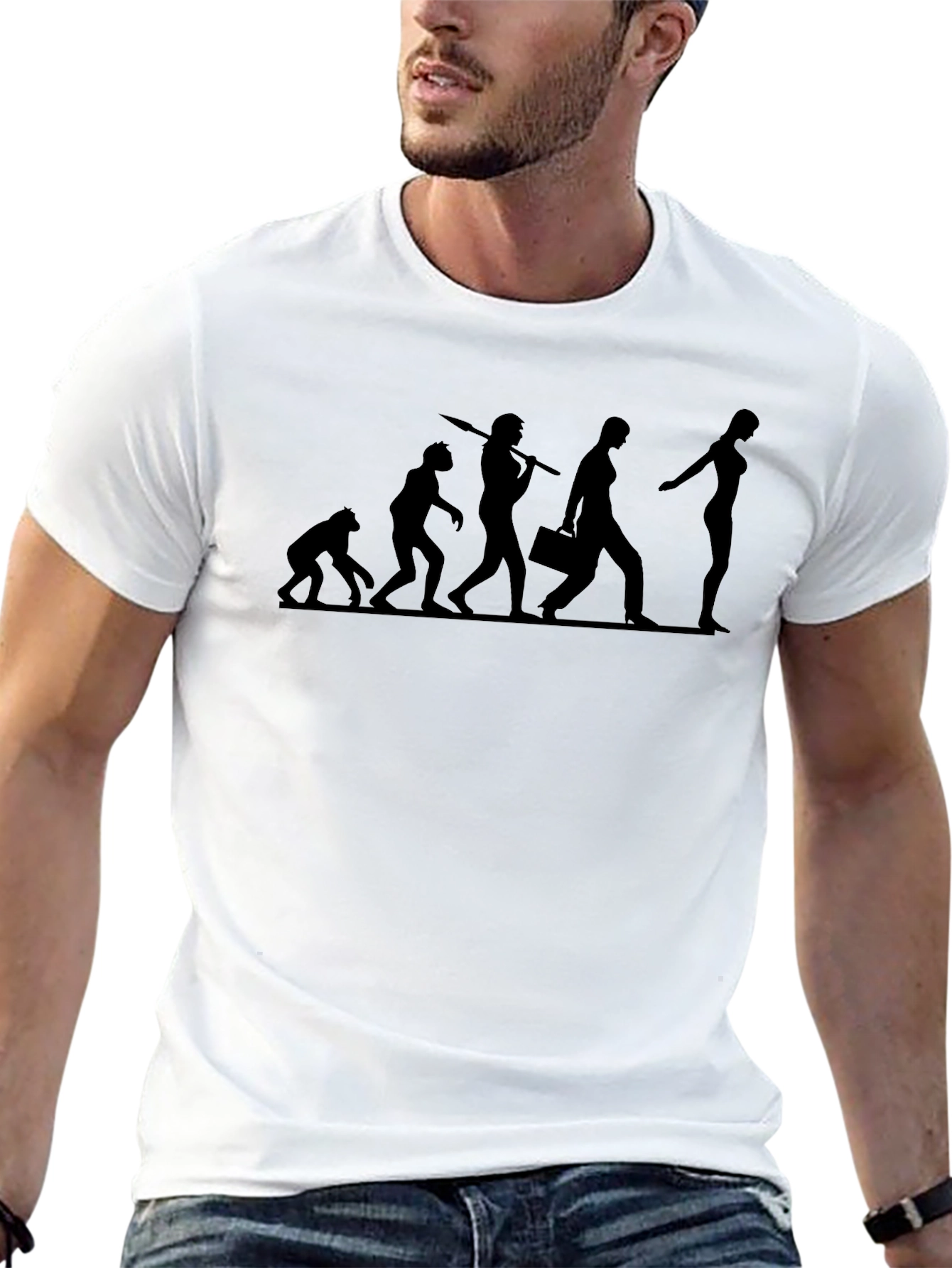 Camiseta Negra Evolución Humorística para Hombre