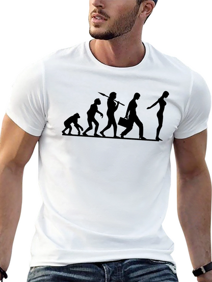 Camiseta Negra Evolución Humorística para Hombre