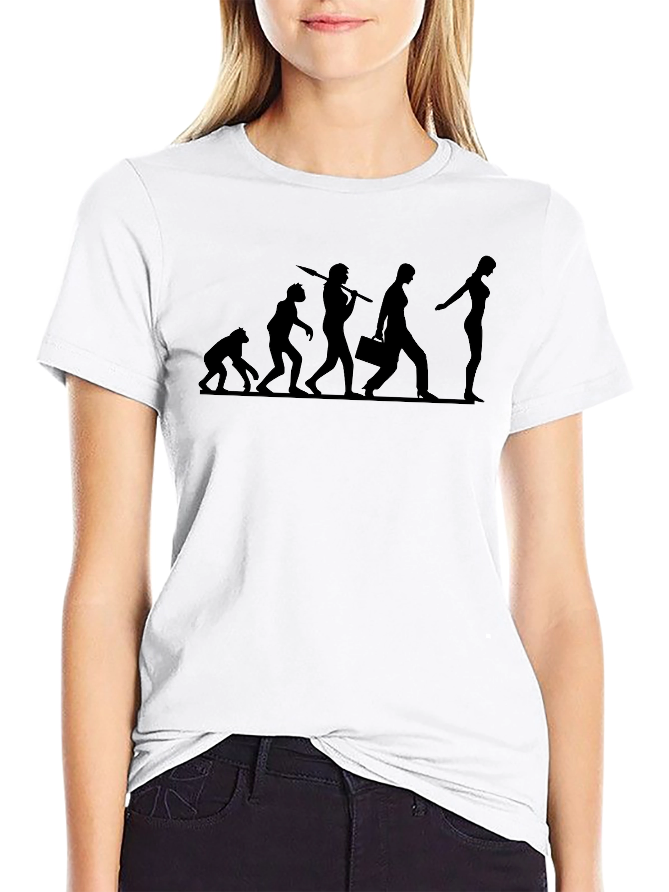 Camiseta Negra Evolución Humorística para Hombre