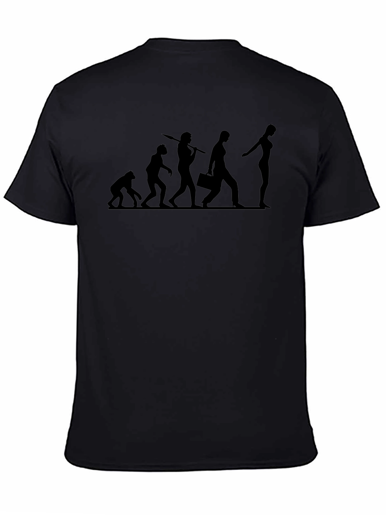 Camiseta Negra Evolución Humorística para Hombre
