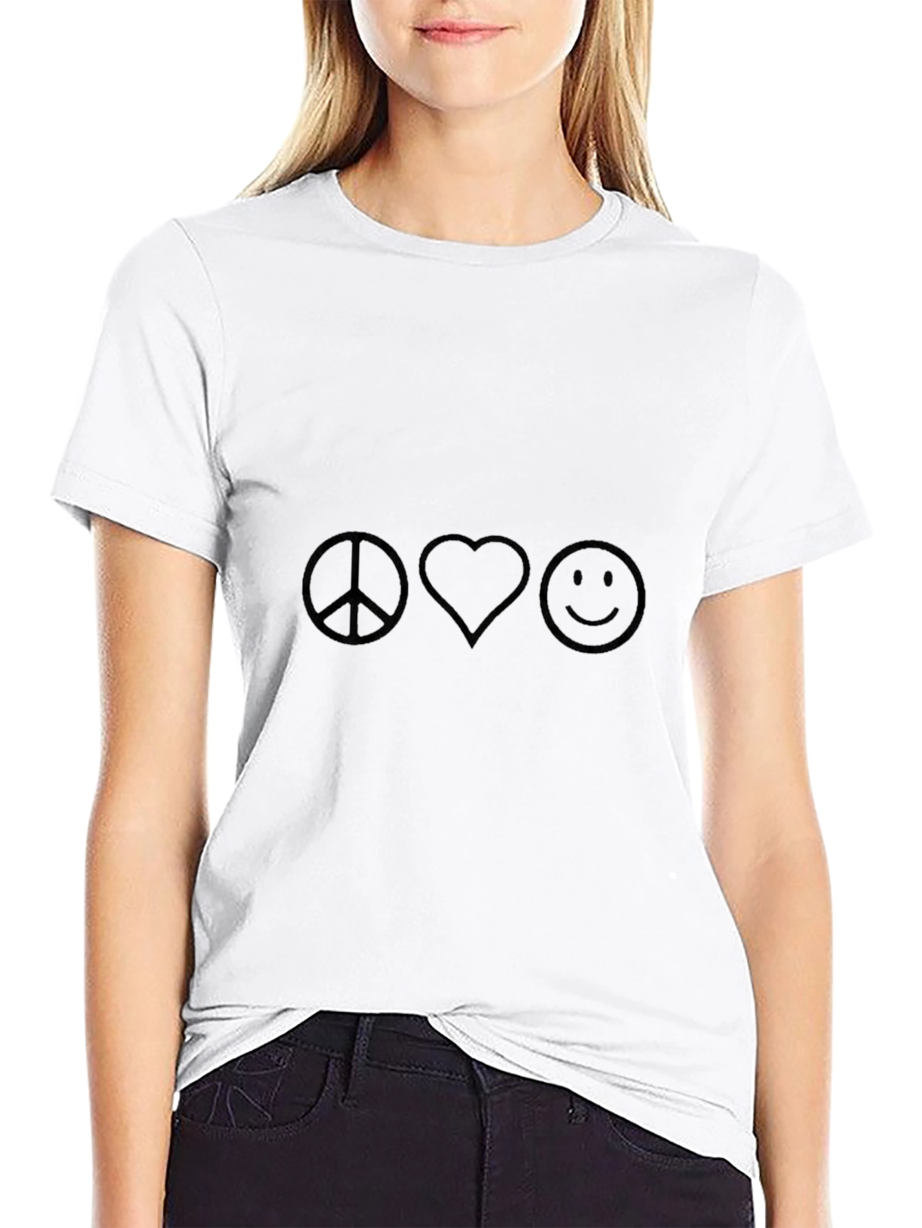 Camiseta Negra Peace Love Smile