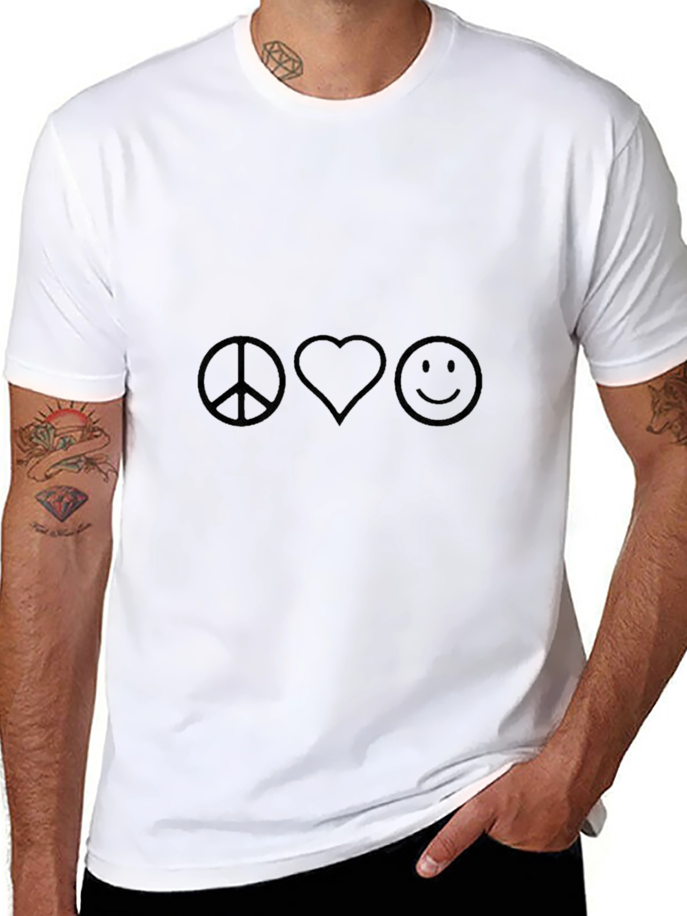 Camiseta Negra Peace Love Smile