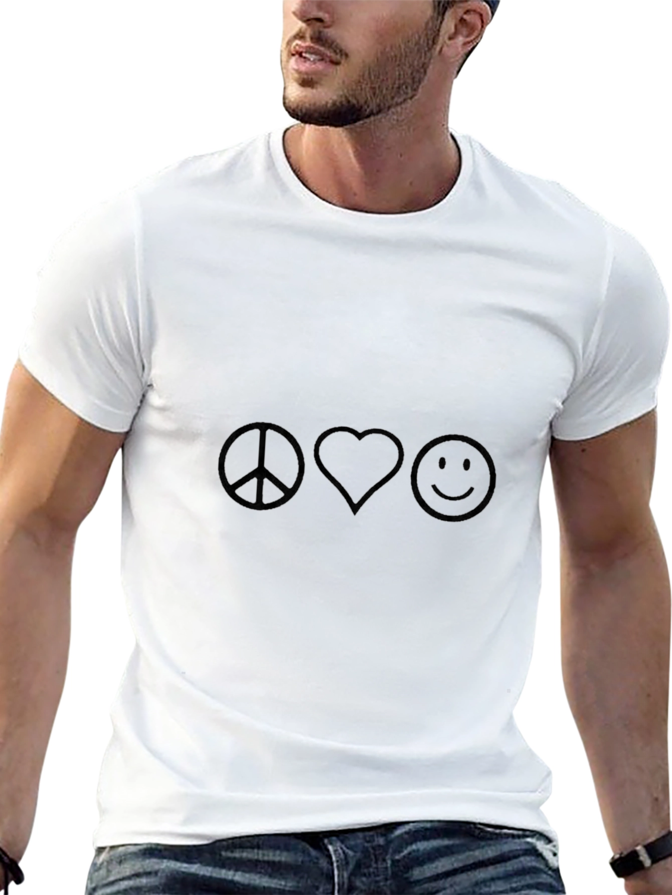 Camiseta Negra Peace Love Smile