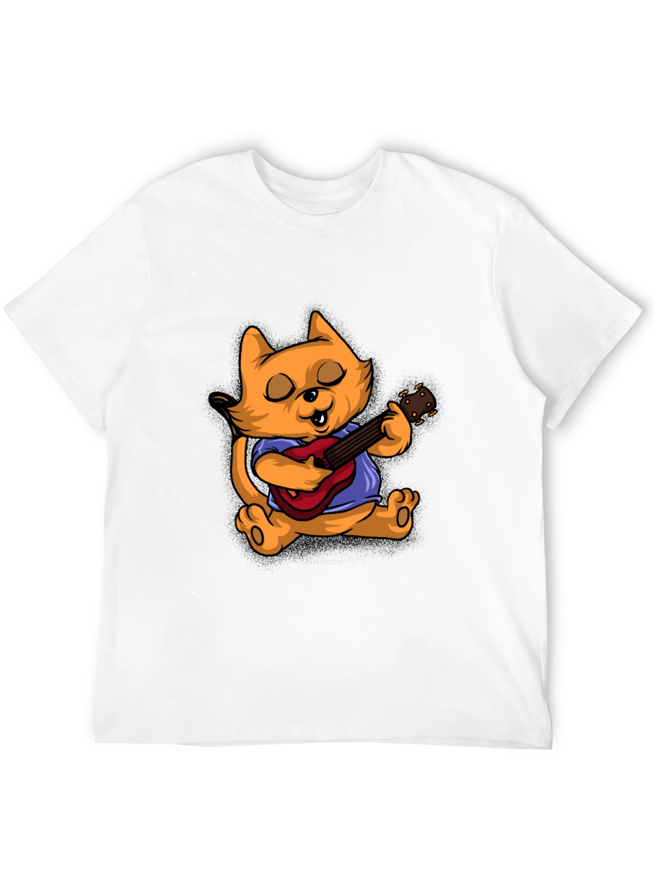 Camiseta Negra con Gato Guitarrista