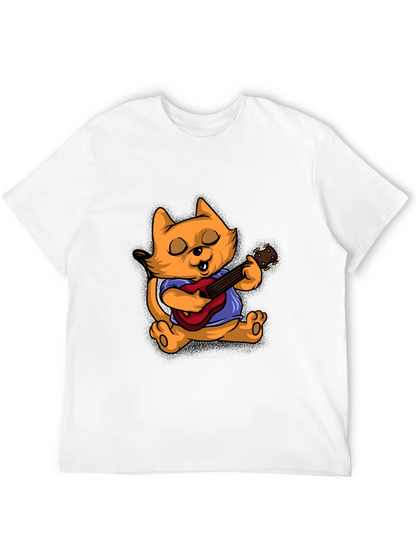 Camiseta Negra con Gato Guitarrista