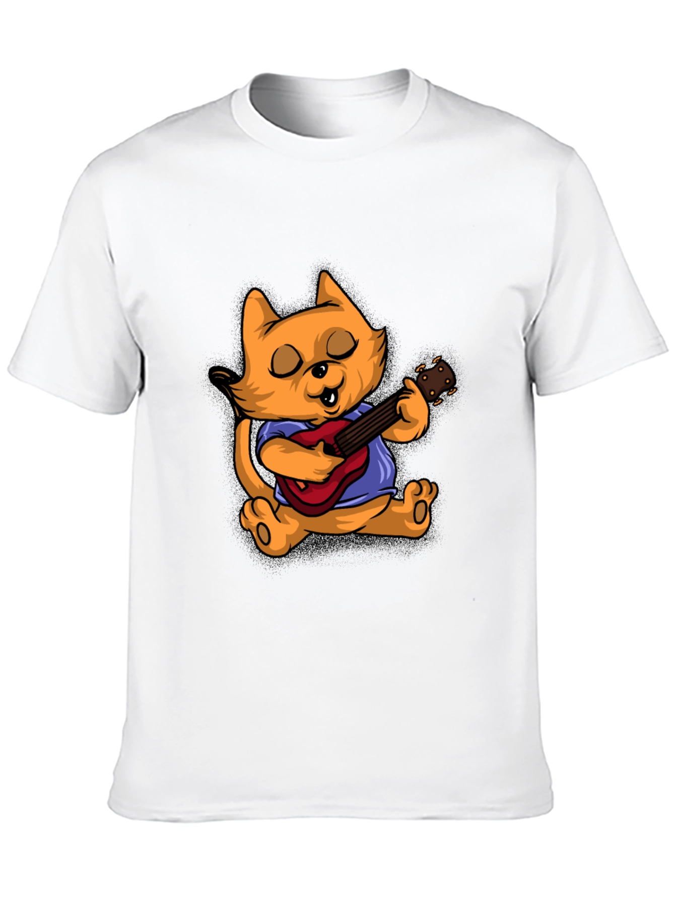 Camiseta Negra con Gato Guitarrista
