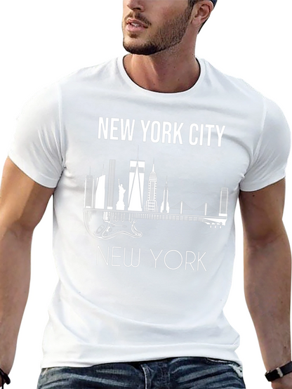 Camiseta Hombre Negra Skyline Nueva York