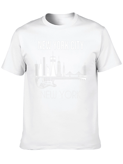 Camiseta Hombre Negra Skyline Nueva York