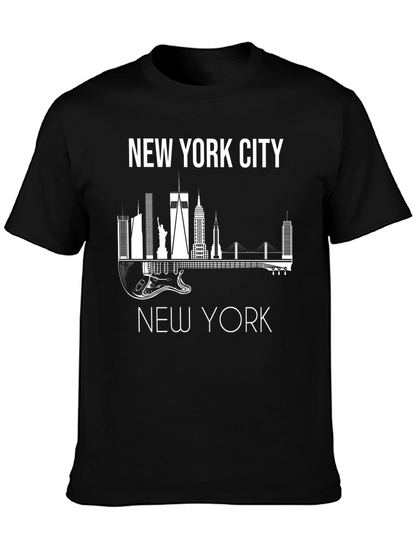 Camiseta Hombre Negra Skyline Nueva York