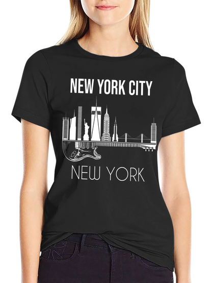 Camiseta Hombre Negra Skyline Nueva York