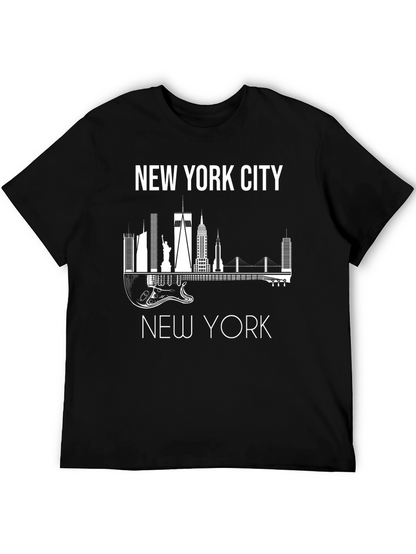 Camiseta Hombre Negra Skyline Nueva York