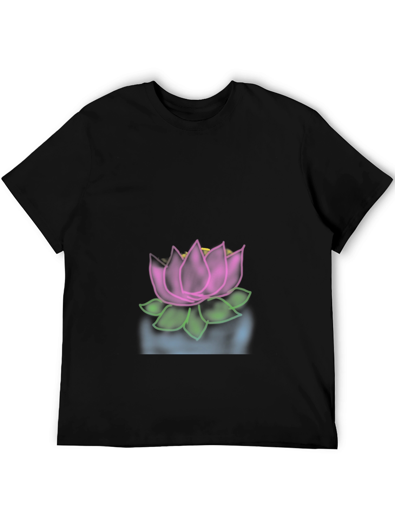 Camiseta Negra con Diseño de Loto Floral