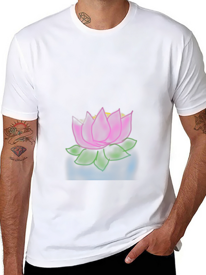 Camiseta Negra con Diseño de Loto Floral