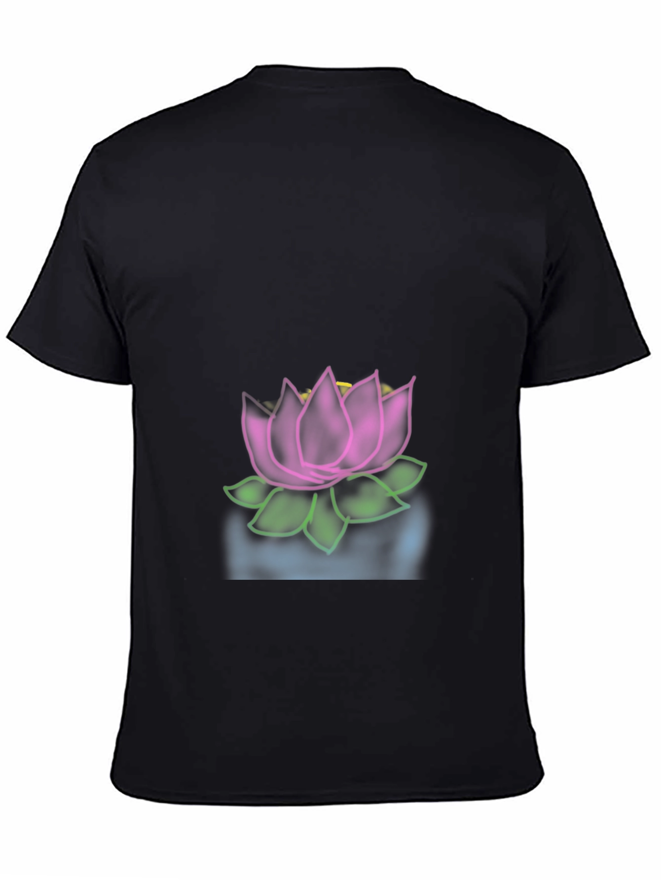 Camiseta Negra con Diseño de Loto Floral