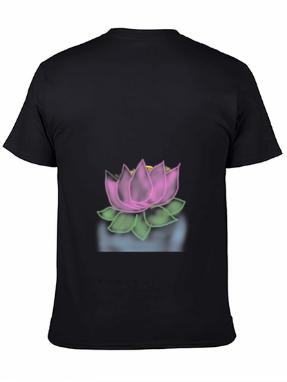 Camiseta Negra con Diseño de Loto Floral