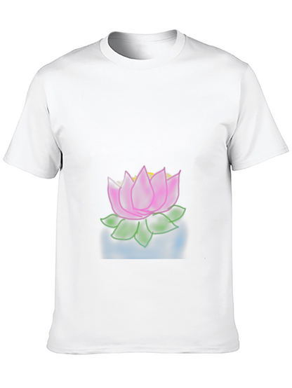 Camiseta Negra con Diseño de Loto Floral