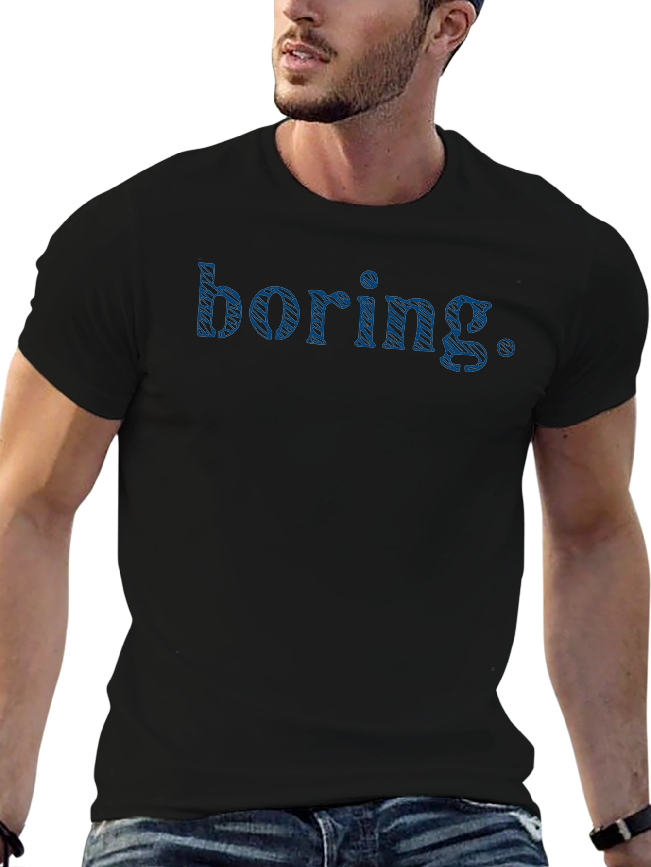 Camiseta Negra con Texto Boring