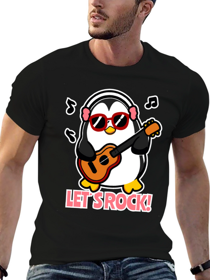 Camiseta Negra Pingüino Rockero con Gafas