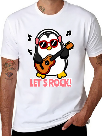 Camiseta Negra Pingüino Rockero con Gafas