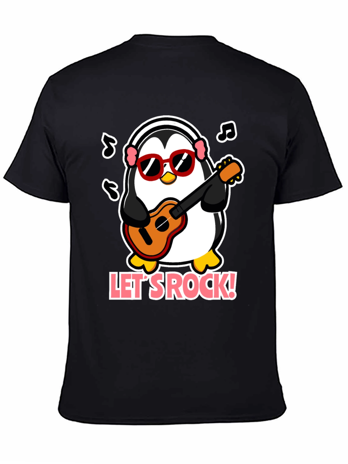 Camiseta Negra Pingüino Rockero con Gafas