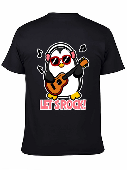 Camiseta Negra Pingüino Rockero con Gafas