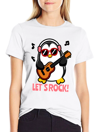 Camiseta Negra Pingüino Rockero con Gafas
