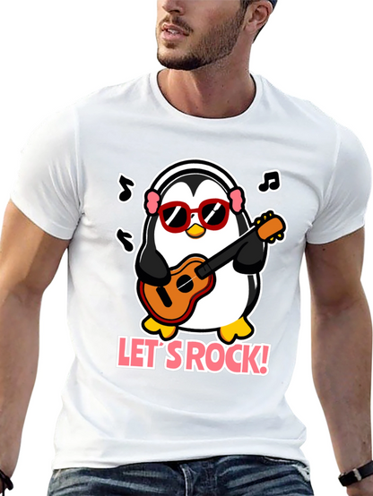 Camiseta Negra Pingüino Rockero con Gafas