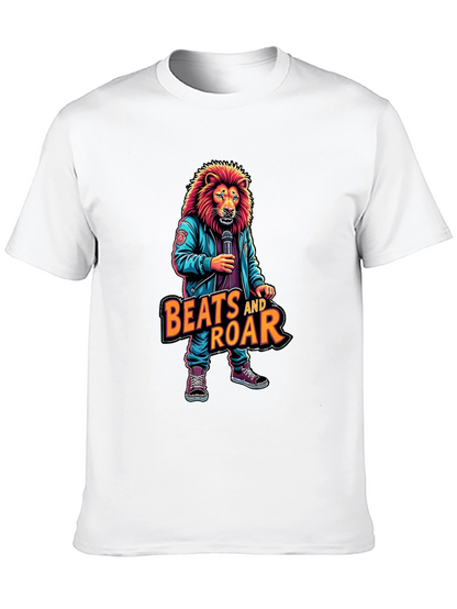 Camiseta Negra con Diseño de León Beats and Roar