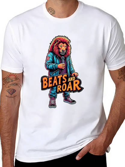 Camiseta Negra con Diseño de León Beats and Roar