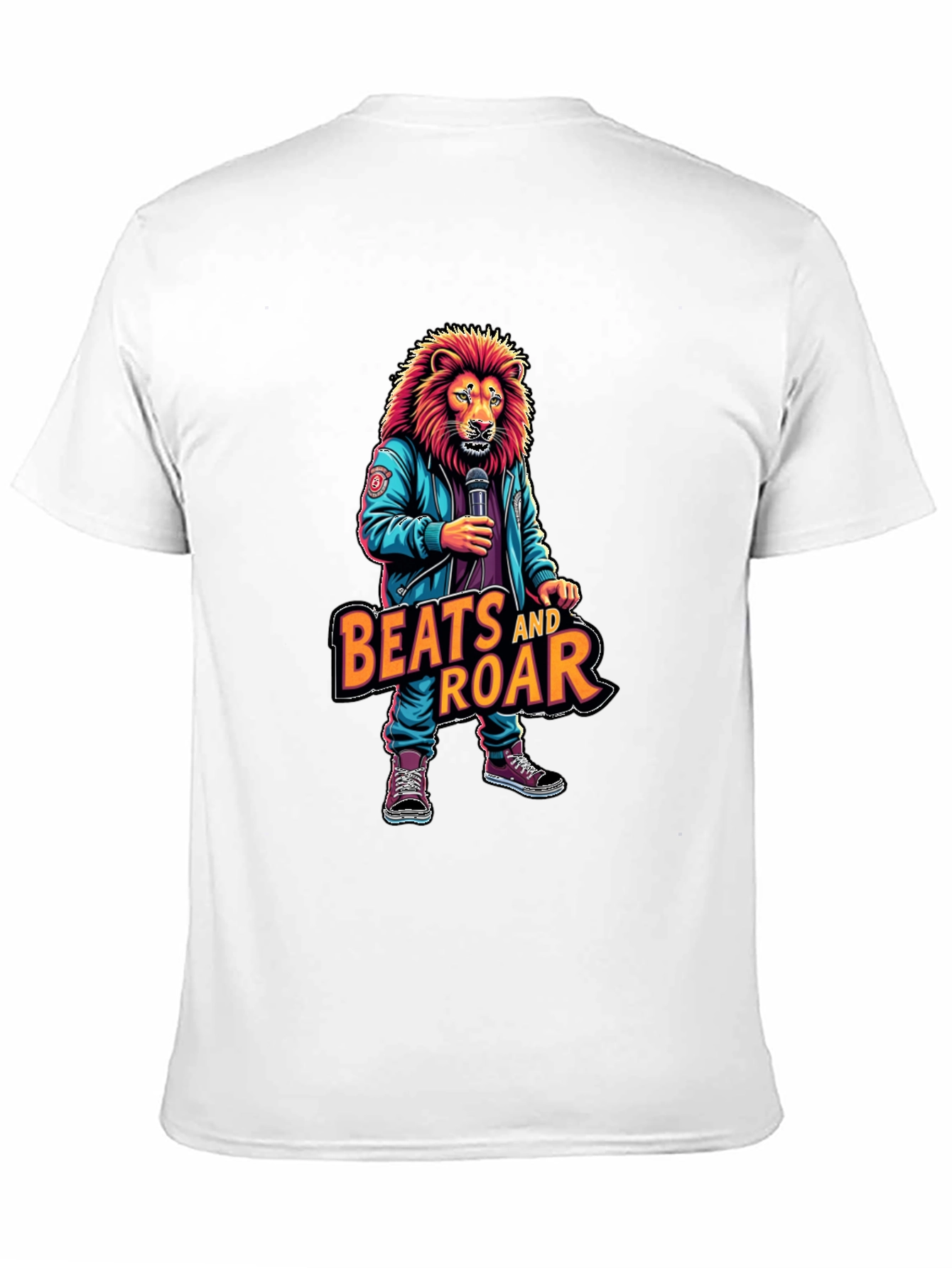 Camiseta Negra con Diseño de León Beats and Roar